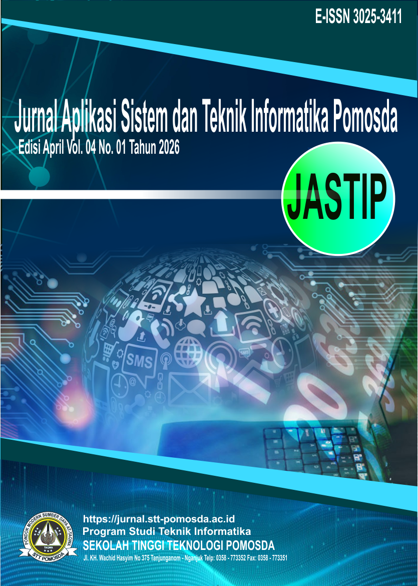 					View Vol. 4 No. 01 (2026): Jurnal Aplikasi Sistem dan Teknik Informatika Pomosda (JASTIP)
				